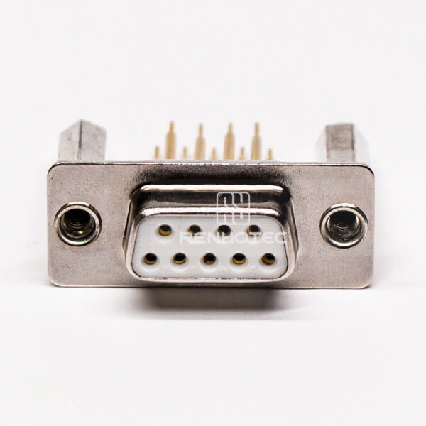 D-SUB 9 Pin Female 180° Through Hole staking Type Connector