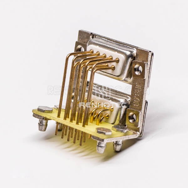 D-SUB 9 Pin Connector Staking Male Right Angle through Hole Staking Type for PCB Mount