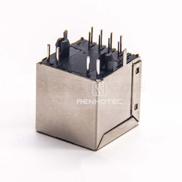RJ45 PCB Mount Jack DIP Type Vertical Shielded Shell Ethernet Network with LED