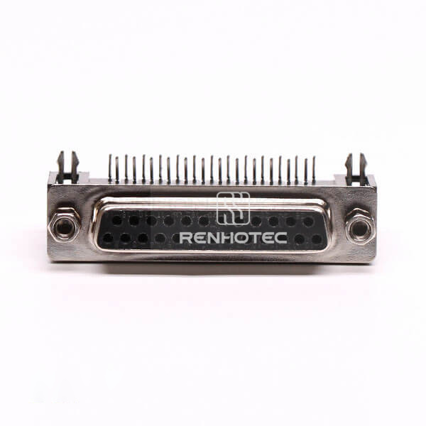 25 Pin D-SUB Female Right Angle Solder Type for PCB with Stamped Pin Connector