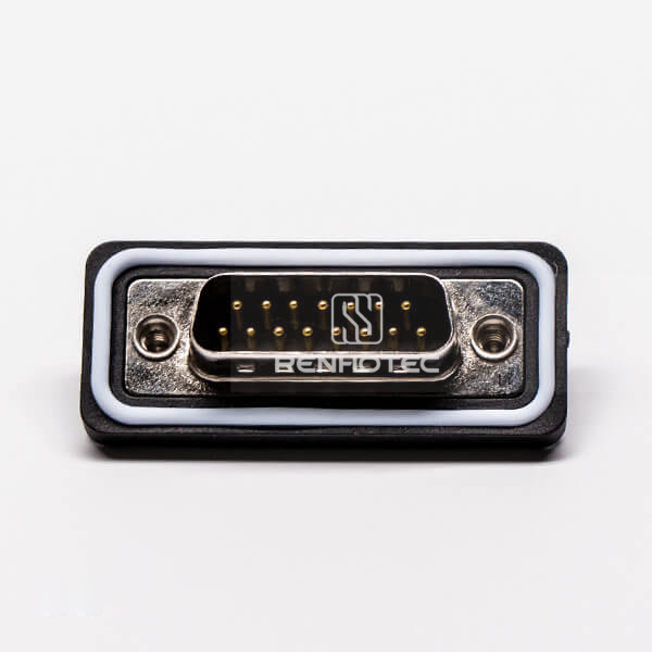 DB 15 Waterproof Male 180° Machined Cable Solder Type Connector