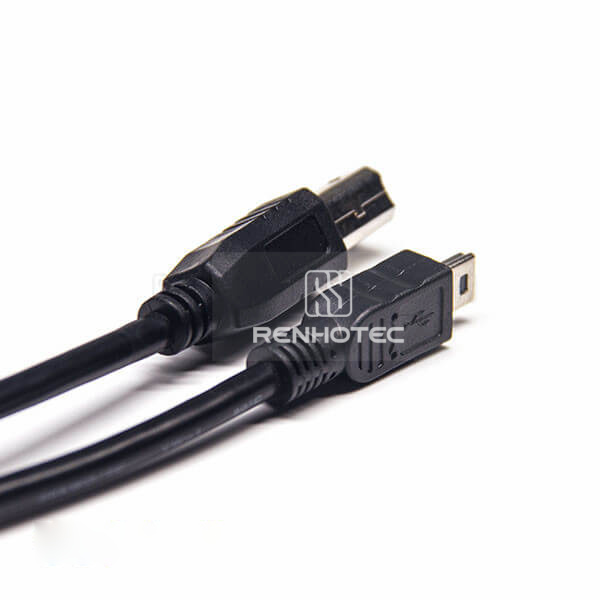 USB B Male 180 Degree to Mini USB Straight USB 2.0 Cable
