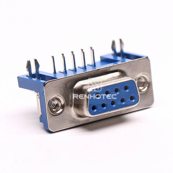 D-SUB 9 Pin Solder Female Right Angle for PCB with Stamped Pin Connector
