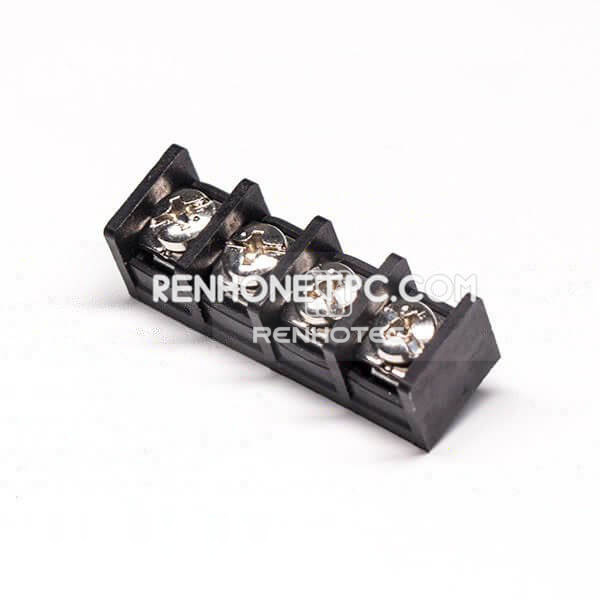 Barrier Terminal Block Single row 4pin Black Straight PCB Mount