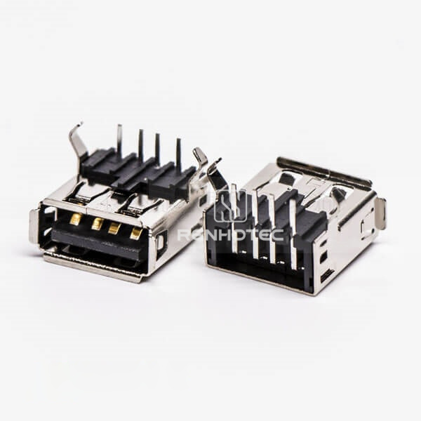 Black USB 2.0 Right Angle Female Type A DIP for PCB Mount
