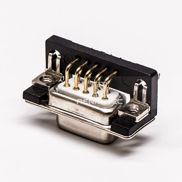D-SUB 9 Pin Connector Female Right Angle Harpoon Through Hole for PCB Mount