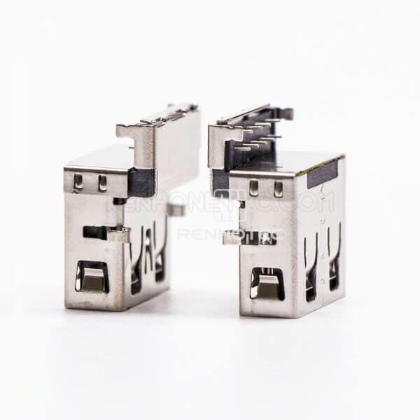 Offset Type USB 3.0 Female Right Angle Type A DIP for PCB Mount