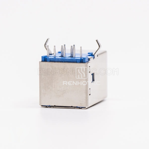 Through Hole USB 3.0 Type B Female Right Angle for PCB Mount