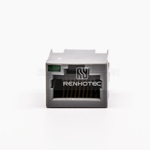 1 Port RJ45 Female PCB Connector Gray Unshield and With LED for PCB