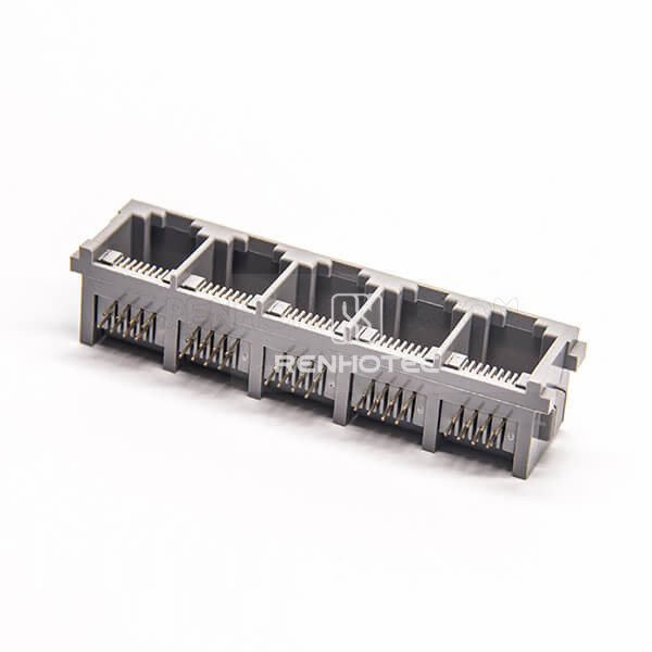 RJ45 Right Angle Coupler Unshielded Jack 1*5 Port Through Hole for PCB Mount