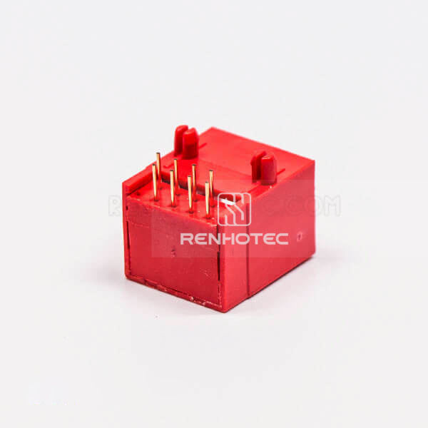 RJ45 Female Jack 90 Degree Connector Red 1 Port 8P8C Unshield Without LED