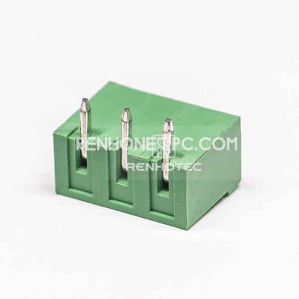 Right Angle Terminal Blocks 3pin Green Plug-in Connector