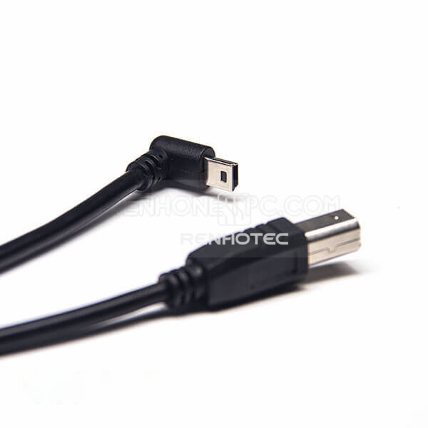 USB Mini Cable Types 1M Extension Type B Male Straight to Mini USB Male Up Angle