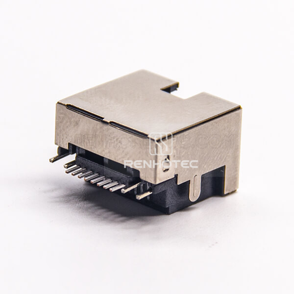 RJ45 Jack Ethernet Connector With LED Shoelded SMT PCB Mount Offset Type