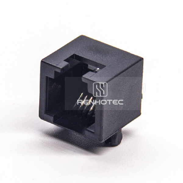 RJ12 Socket Connector Black Angled 6p6c Through Hole for PCB Mount