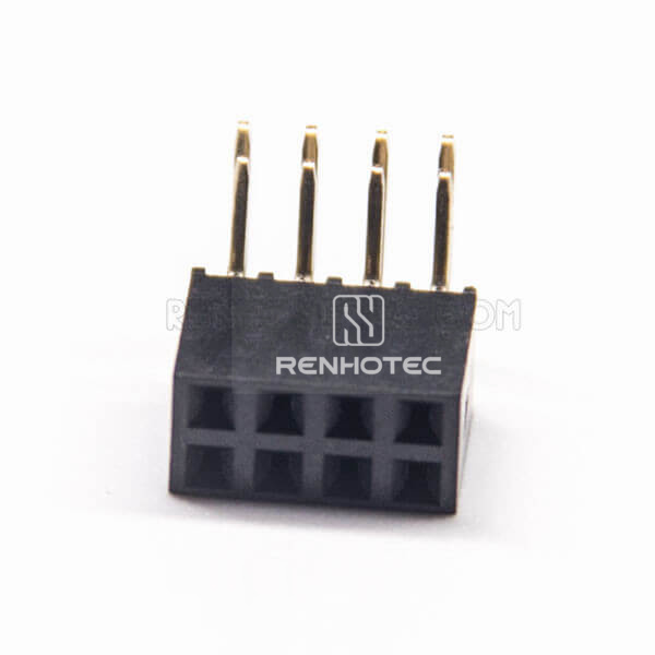Right Angle Double Row Female Header 8 Pin 2.0mm Pitch Dip