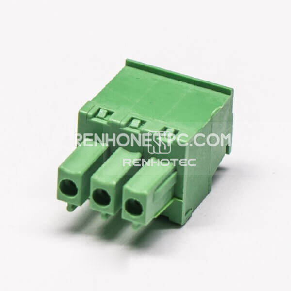 Terminal Block Plug Socket 3pin Straight Through Hole Crimp Connector