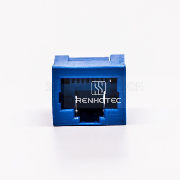 8P RJ45 Connector 180 Degree Connector 1 Port Blue Unshield Without LED