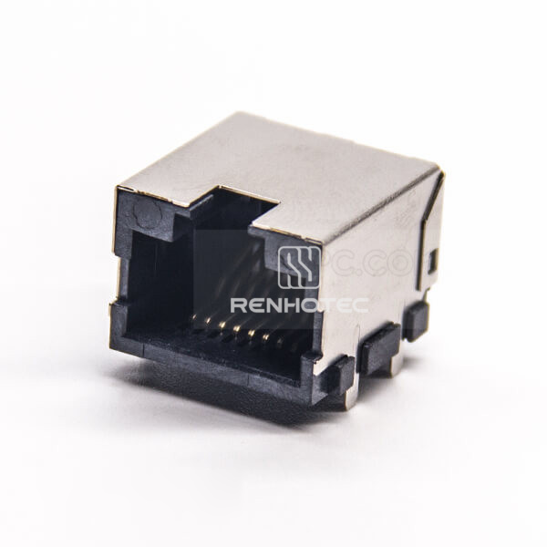 RJ45 PCB 90 Degree Female Connector Shielded without LED SMT