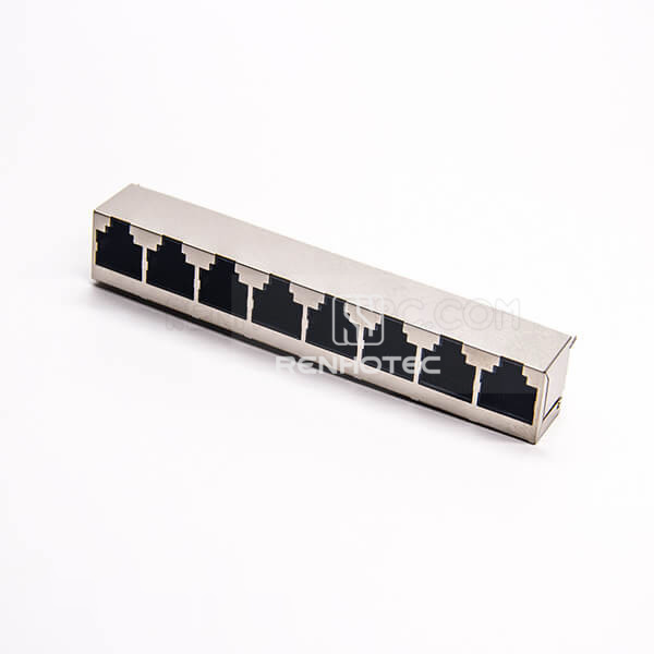 RJ45 Socket 8 Port PCB Through Hole Connector Shielded Ethernet Network