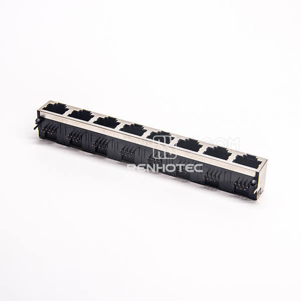 RJ45 Ethernet Socket Angled Coupler DIP Type 8 Port for PCB Mount