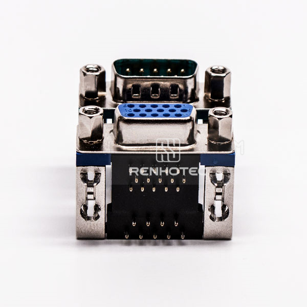 DB 15 Pin Stacked 90 Degree Female and 9 Pin Male Connector for PCB Mount