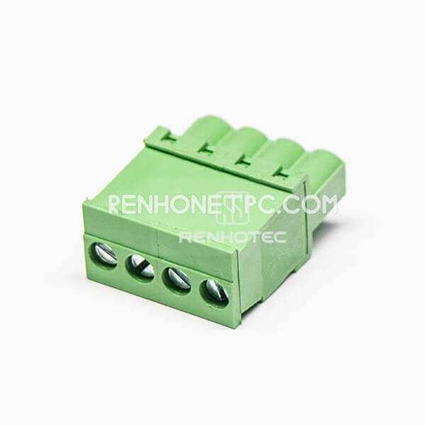 Plug in Terminal Block Connector 4pin Straight Through Green Connector