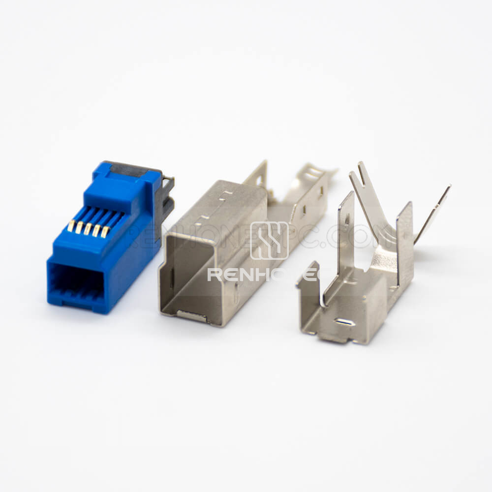 USB B Type Connector Male Straight Combo 3.0 9 Pin Solder Type for Cable
