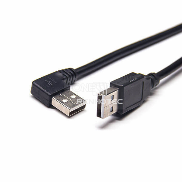 USB A Male Right Angle to Straight Male 2.0 USB Black Extension Cable