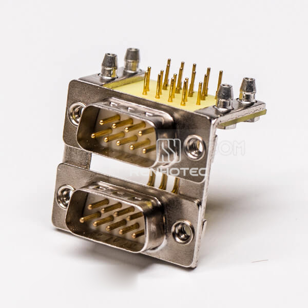 D-SUB 9 Pin Connector Staking Male Right Angle through Hole Staking Type for PCB Mount