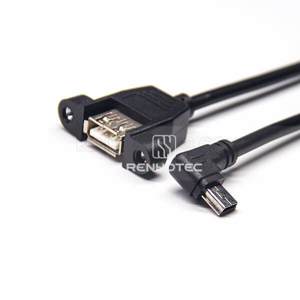Cable Mini USB Left Angle Male to USB Type A Female 180 Degree OTG Cable