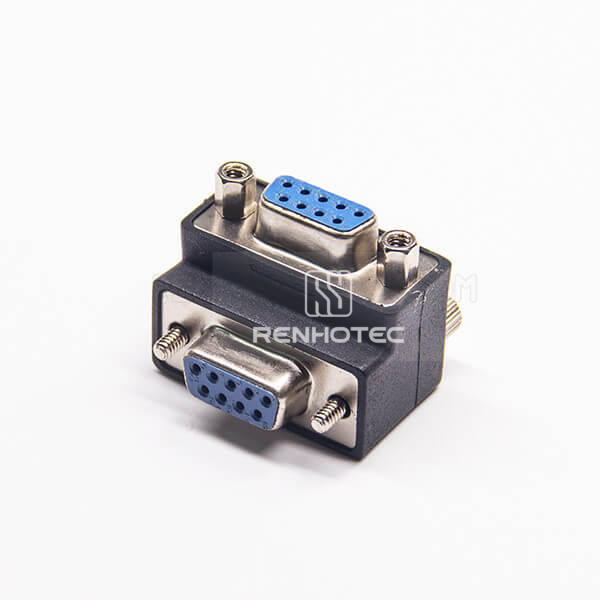 DB9 Right Angle Adapter 9 Pin Female To Female Standard D-SUB