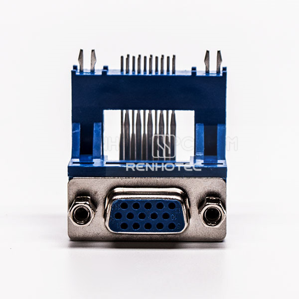 D-SUB 15 pin Staking Blue Female Right Angle Elevated Through Hole for PCB Mount