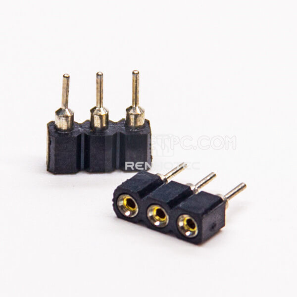 Circular Holes Single Row 3 way 2.54mm Pitch Female Header DIP Type