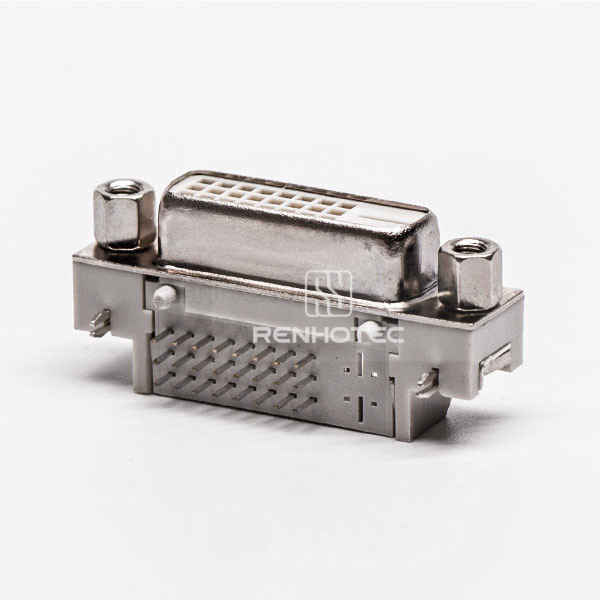 DVI-D 24+1 Female PCB Connector, White