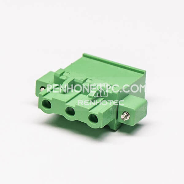 Plug in Terminal Block Straight Through Hole 3pin Green Clamp Type