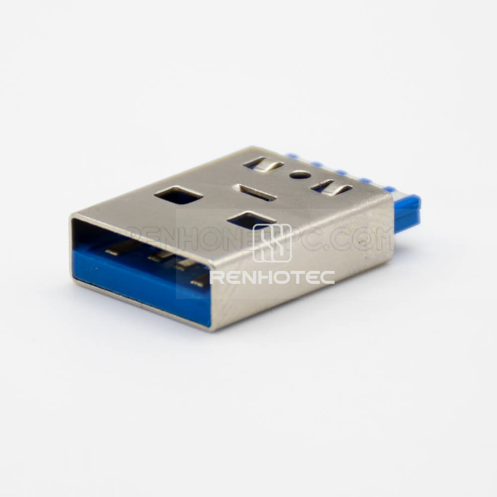 USB 3.0 Type A Male Connector Straight 9 Pin Solder Type