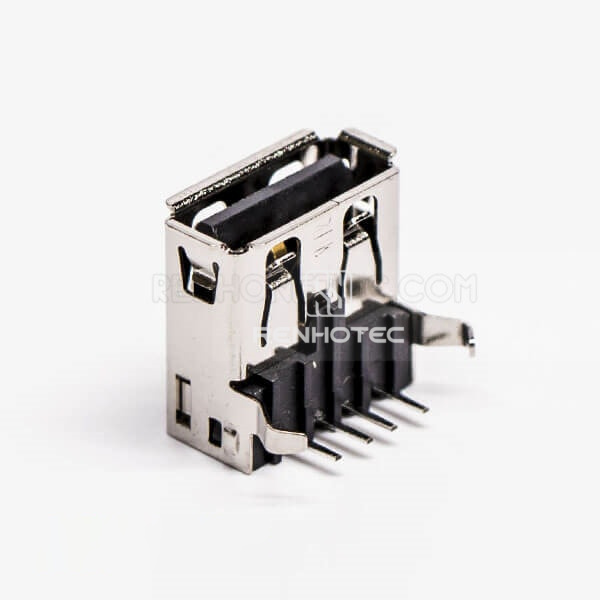 Black USB 2.0 Right Angle Female Type A DIP for PCB Mount