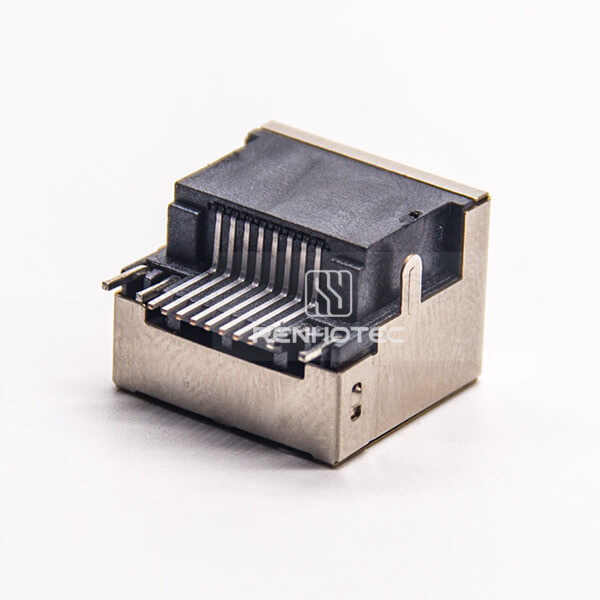 RJ45 Jack Ethernet Connector With LED Shoelded SMT PCB Mount Offset Type