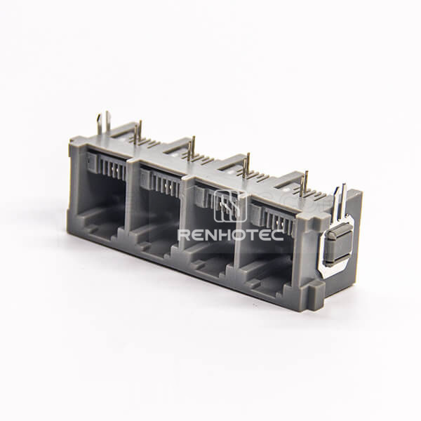 6P2C RJ11 4 Port Netword Modular Connector Right Angle Unshielded Without LED