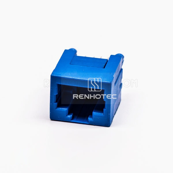 8P RJ45 Connector 180 Degree Connector 1 Port Blue Unshield Without LED