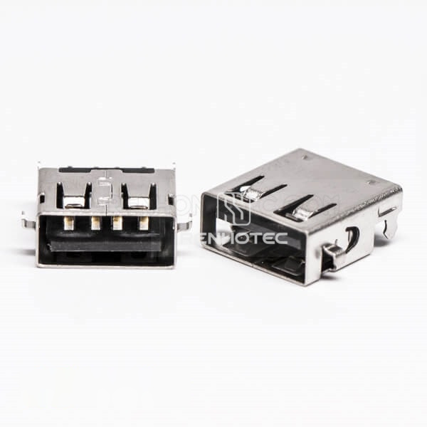 SMT Female 90 Degree USB2.0 Offest Type Through Hole
