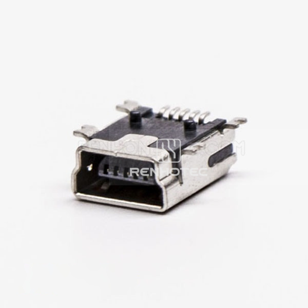 90 Degree Micro USB Female Panel Mount SMT Type B Connector