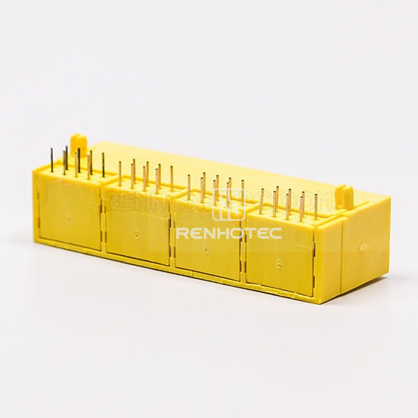 8P Female RJ45 Connectors Yellow 4 Port without LED and without Shield for PCB