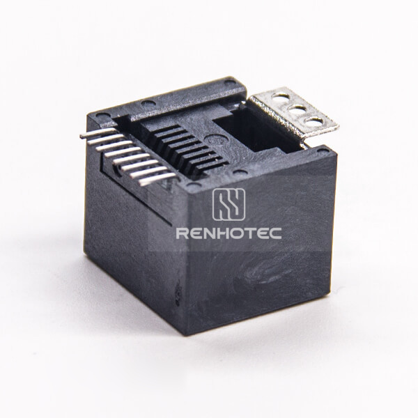Black RJ45 Jack Vertical SMT PCB Mount Without LED Connector