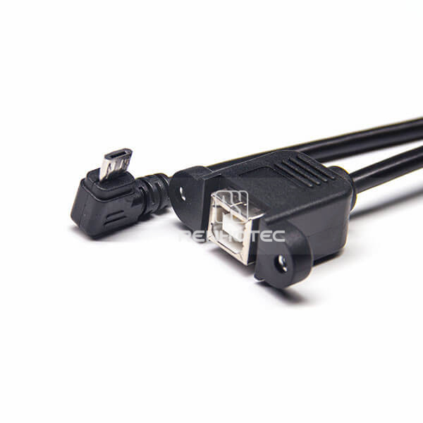 Micro USB Right-Angle Male to USB-B Straight Female Cable
