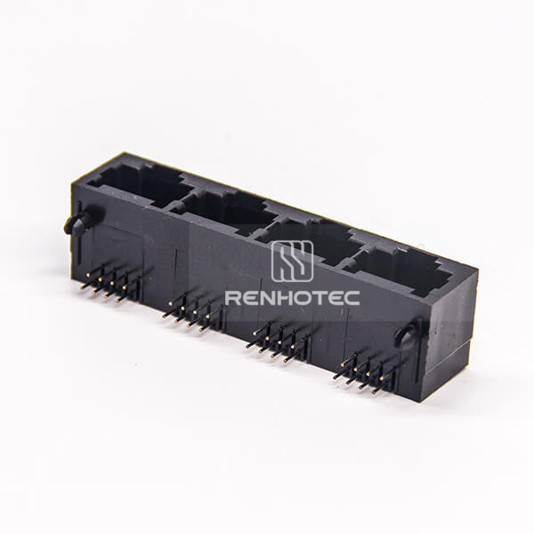Port RJ45 4 Port Types Unshielded without LED 90 Degree Plastic Black