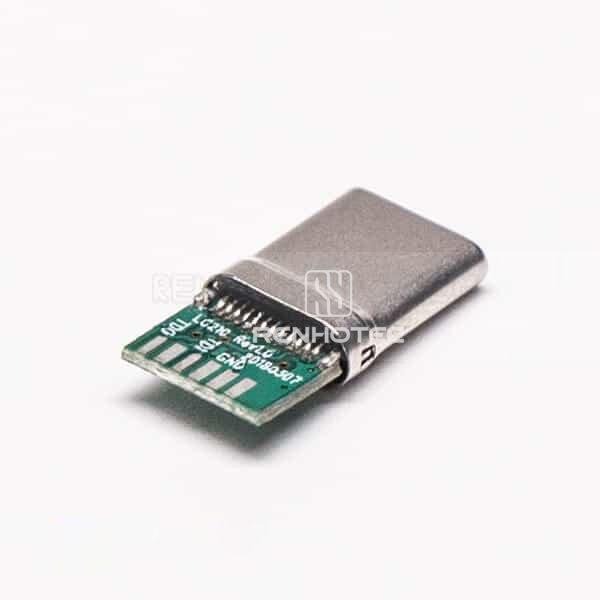 USB Type C Male Connector Straight 180 Degree