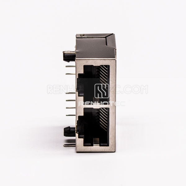 2 Port RJ45 Female Connector 90° with Shield and Without LED for PCB Mount
