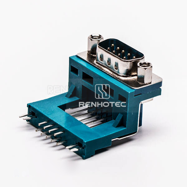 Top 9 Pin D-SUB 90 Deg Clamp Male Elevated Type Green for PCB Connector